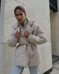Women's Padded Lapel Cinched Slimming Pure Color Coats