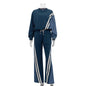 Color Striped Pullover Drawstring Trousers Two-piece Suits