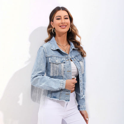 Women's Beautiful Elegant Denim Tassel Patchwork Plus Size