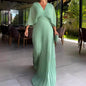 Solid Color Batwing Sleeve High Waist Dresses