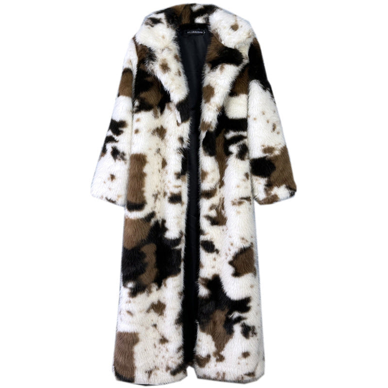 Women's Pattern Imitation Fox Furry Fur Extended Coats