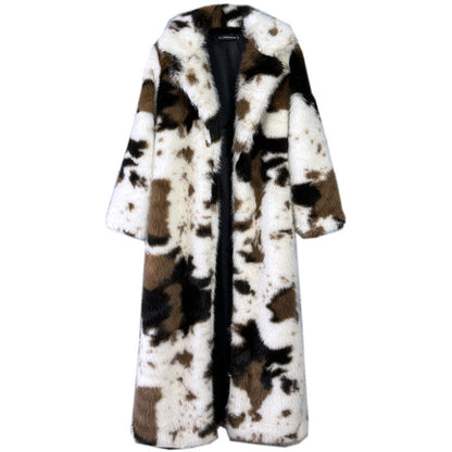 Women's Pattern Imitation Fox Furry Fur Extended Coats