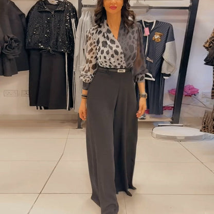 Spring Elegant Sexy Printed Two-piece Set Suits