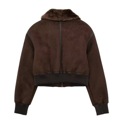Women's Fashion Solid Color Polo Collar Loose Coats
