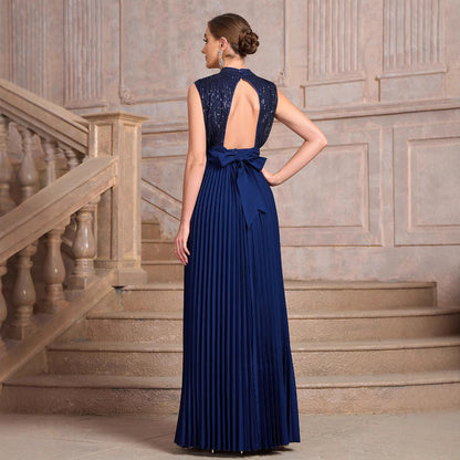 Women's Sequined Pleated Banquet Dress Party Dresses