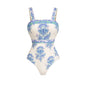 Swimsuit Fresh Blue Printed One Piece Swimsuit Set Women