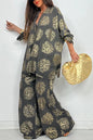 Women's Lapel Print Gilding Loose Casual Long Suits