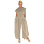 Lapel Sleeveless Button Tight Waist Overalls Suits