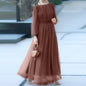 Muslim Long Sleeve Fashion Casual Mesh Dresses