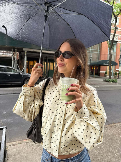 Comfortable Classy Thin Loose With Dots Coats