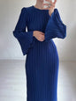 Women's Autumn Dress Elegant Pleated Bell Sleeve Dresses