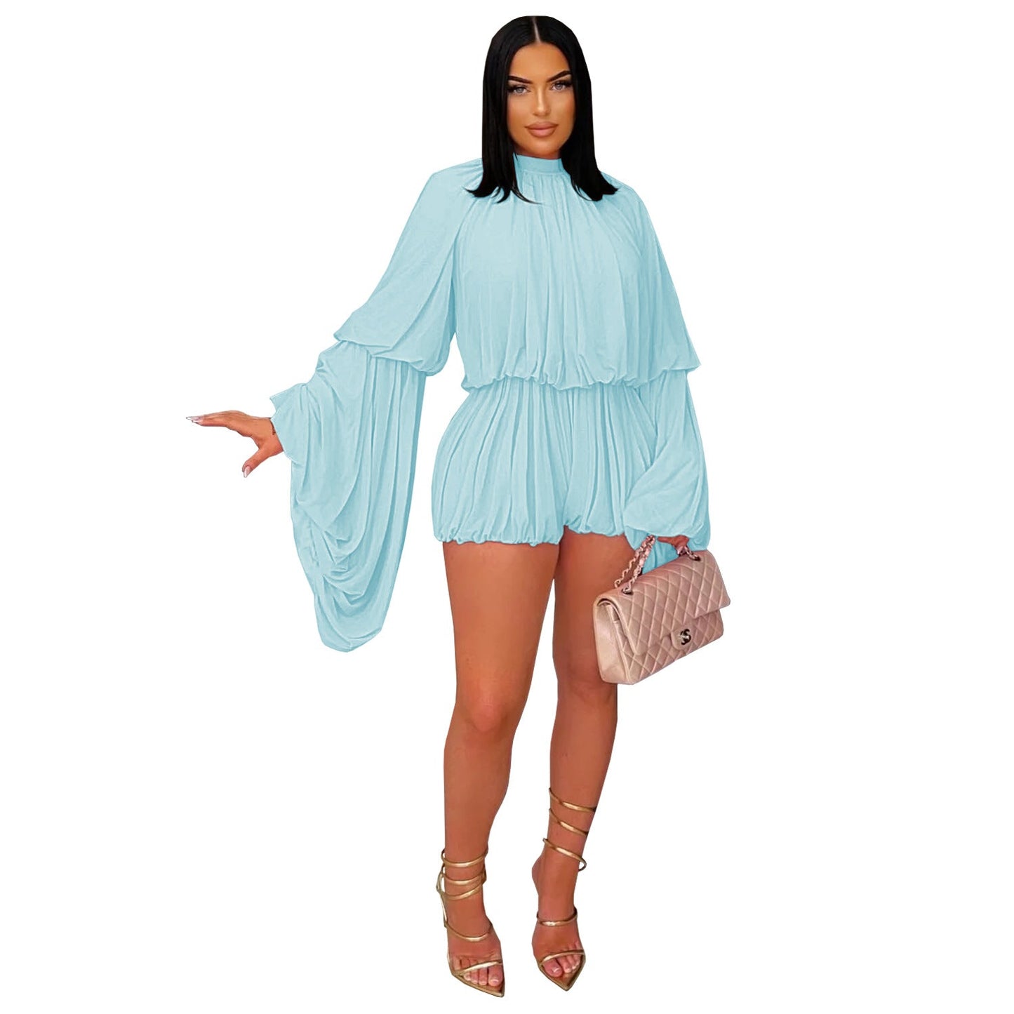 Women's Fashion Wear Casual Pleated Solid Color Suits
