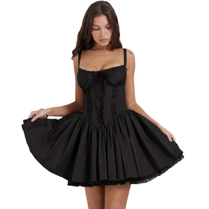 Women's Sexy Lace Patchwork Sling Small Female Dresses