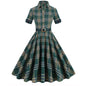 Women's Retro Elegant Hepburn Style British Plaid Dresses