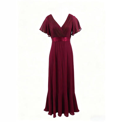 Women's Style Retro Bell Sleeve Waist Dress Chiffon Large For Dresses