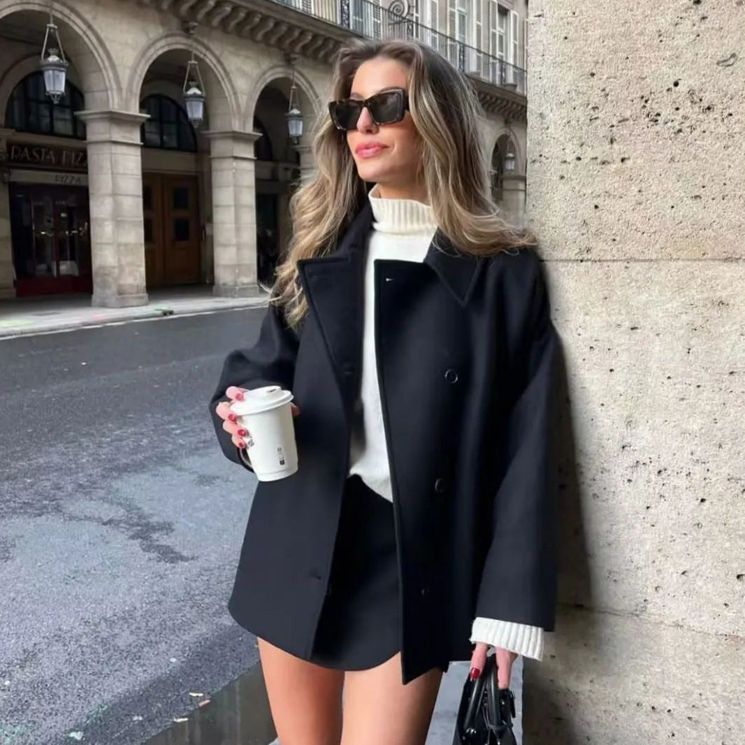 Women's Creative Wool Blend Loose Overcoat Coats