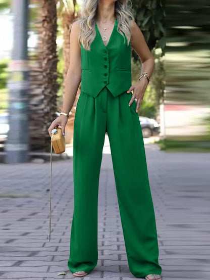 Women's Spring Sleeveless Waistcoat Draping Casual Suits