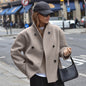 Women's Vintage Brown Woolen Commuter Warm Outerwear Coats