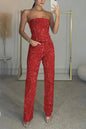 Women's Sexy Shiny Diamond Trousers Two-piece Set Suits