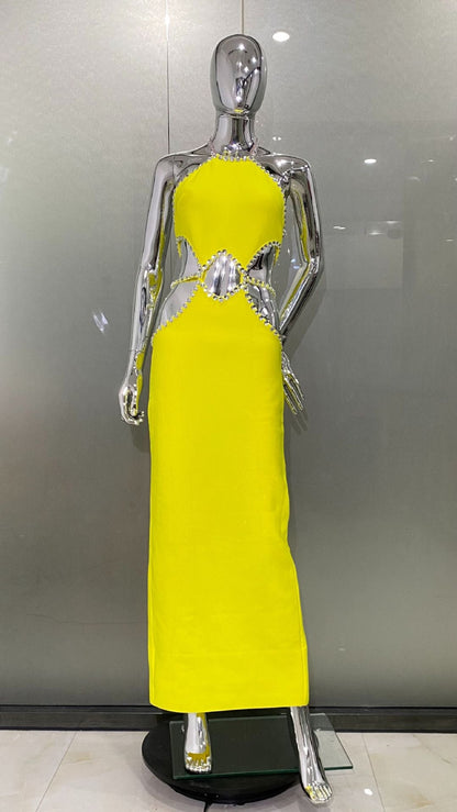 Neck Lemon Yellow Dress Fashion Hot Dresses