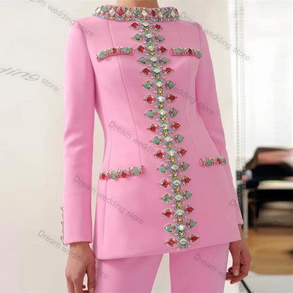 Early Spring Fashion Bead Diamond Skinny Suits