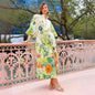 Single-breasted Long Lantern Sleeve Iti Printing Dresses