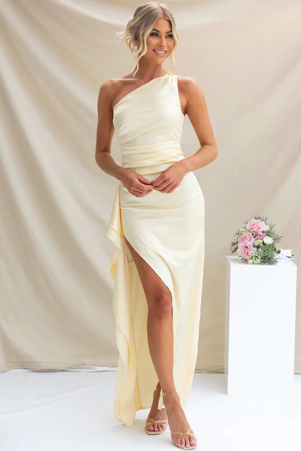 Summer Dress Solid Color Sexy Slit Dresses