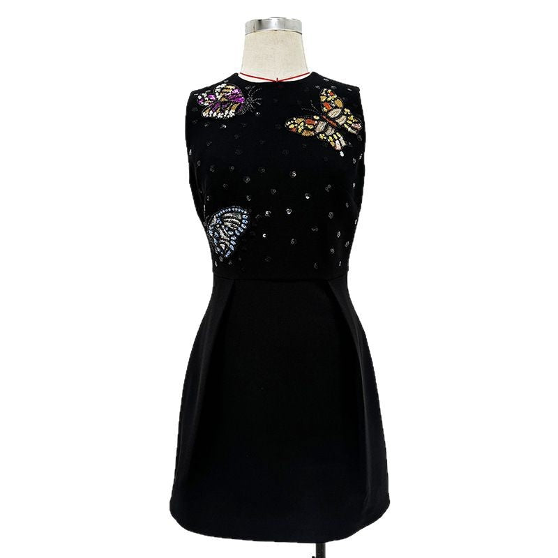 Fashion Bead Diamond Butterfly Slim Dress Dresses