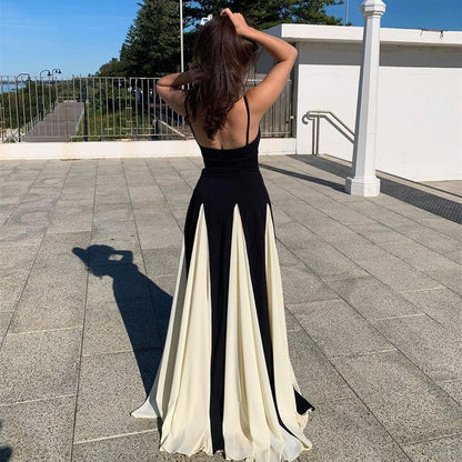 Women's Low-cut Contrast Color Dress Temperament Camisole Dresses