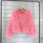 Women's Imitated Tibet Sheep Fur Collarless Solid Coats