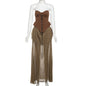 Women's Spring High Waist Color Contrast Patchwork Dresses
