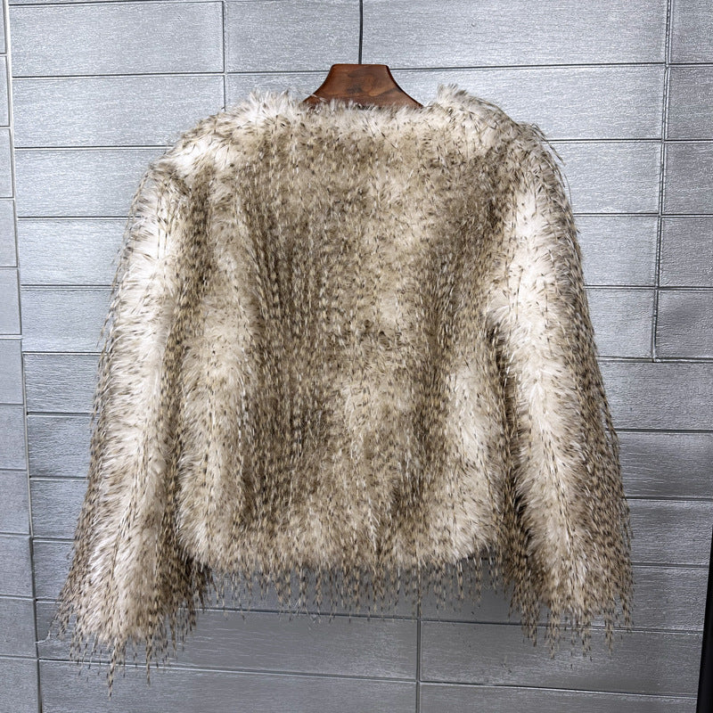 Women's Canary Turkey Fur Korean Style Solid Coats