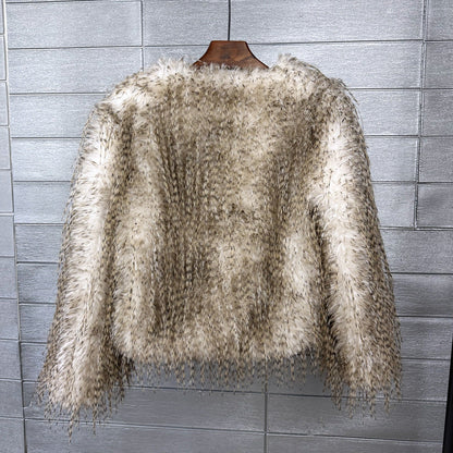 Women's Canary Turkey Fur Korean Style Solid Coats