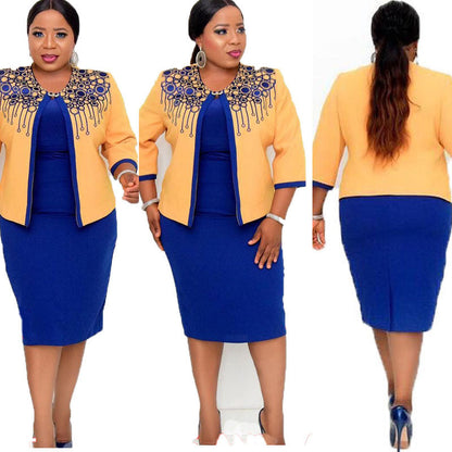 Large Dress Small Print Splicing Two-piece Dresses