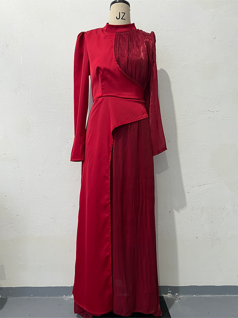 Neck Multicolor Long Sleeve Slim Fit Dresses