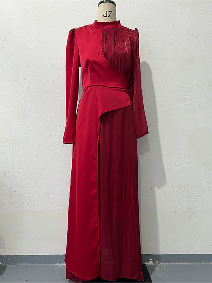 Neck Multicolor Long Sleeve Slim Fit Dresses