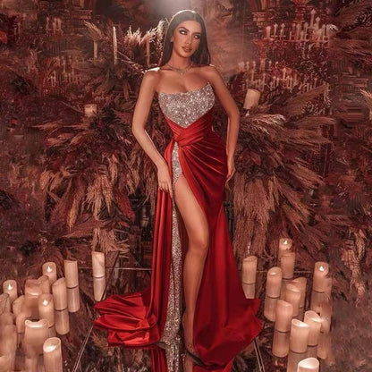 Women's Slit Long Dress Sexy Tube Large Dresses
