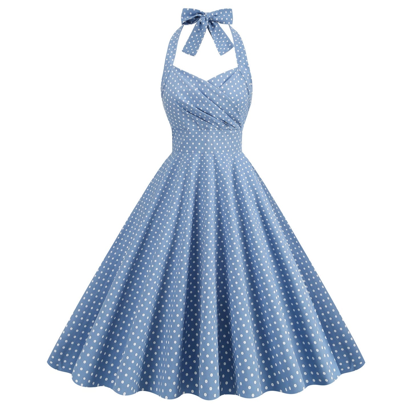 Color Polka Dot Halter High Waist Dresses