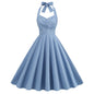 Color Polka Dot Halter High Waist Dresses