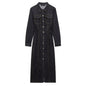 Women's Simple Denim Long Sleeve Midi Dress Dresses