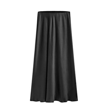 Women's Acetate Satin High Waist Elastic Quality Skirts