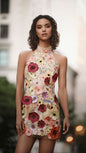 Women's Three-dimensional Flower Halter Slim Fit Dress Dresses