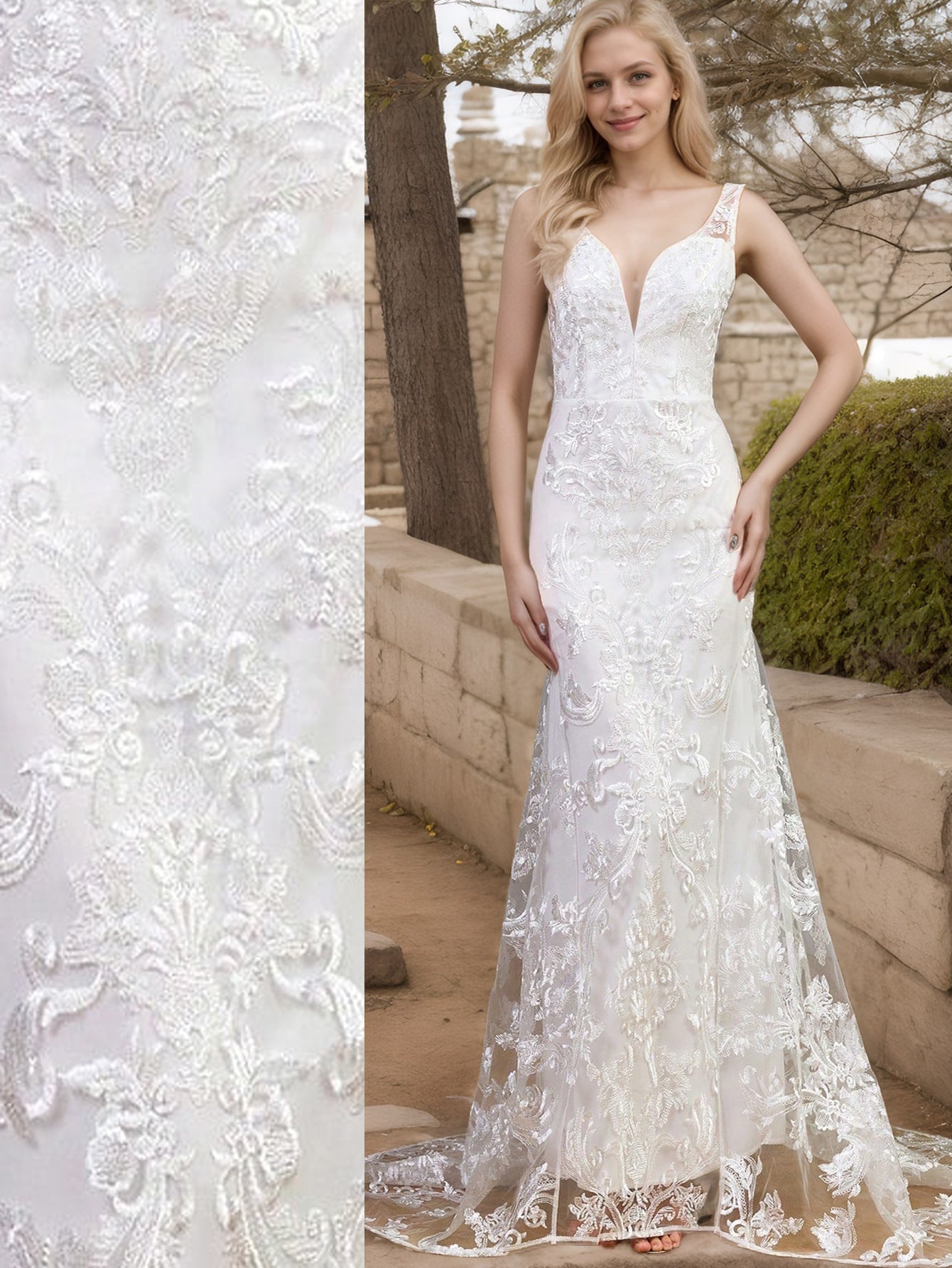Women's Dress Sexy White Lace Bridal Simple Wedding Dresses