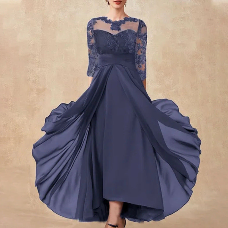 Women's Dress Chiffon Stitching Lace Long Bridesmaid Dresses