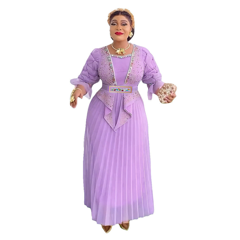 Women's Elegant Pleated Dress Muslim Wear Dresses