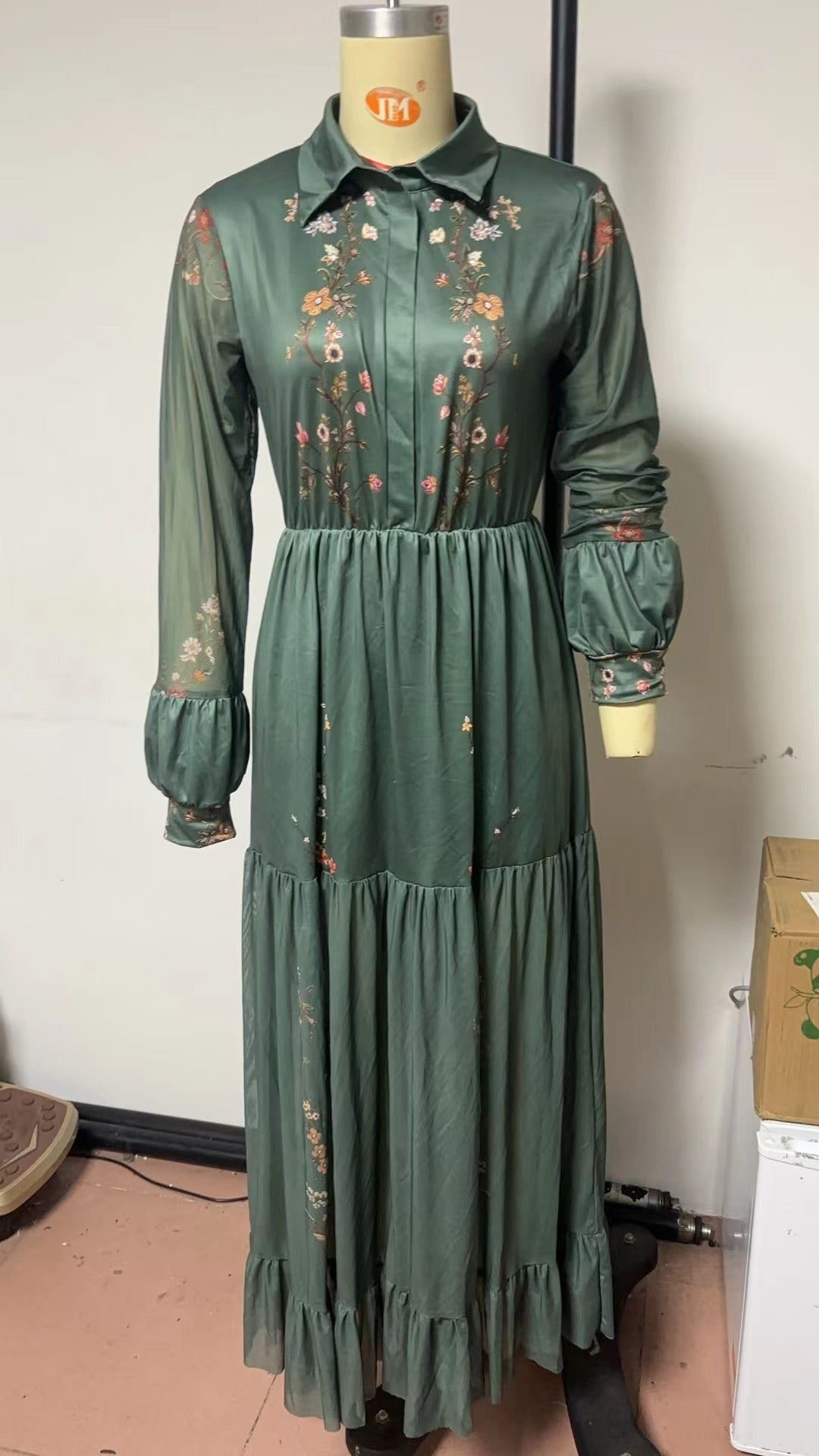 Women's Long Sleeve Printed Dress Collar Dresses