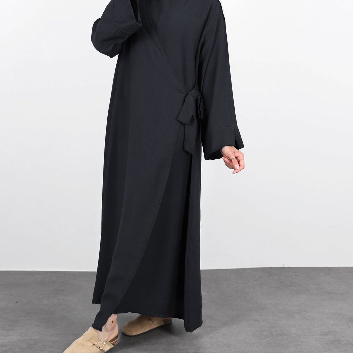 Pure Color Tied Long Dress Robe Dresses