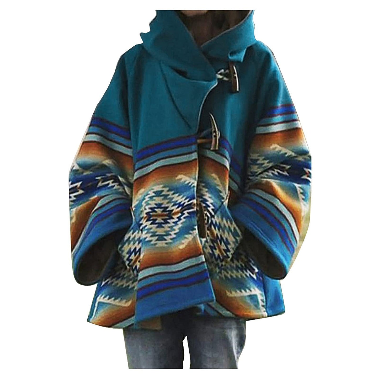 Women's Winter Loose Retro Printed Woolen Colors Coats
