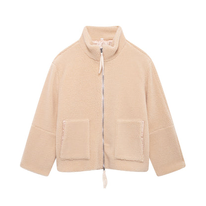 Women's Color Idle Style Lamb Wool Turtleneck Coats