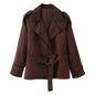 Women's Fashion Casual Retro Brown Lace Lapel Coats